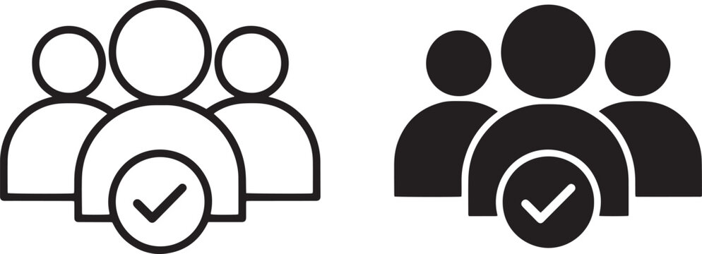Users icon with checkmark inside circle group verified