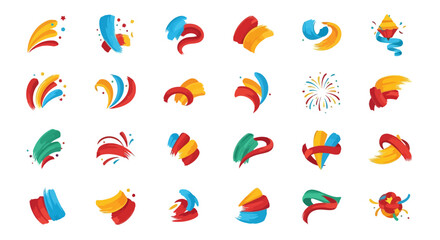 Vibrant Brush Strokes in a Colorful Abstract Design on a White Background