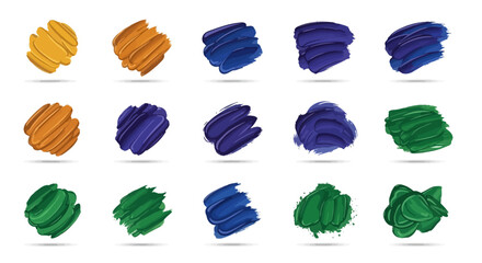 Vibrant Brush Strokes in a Dynamic Circle Formation on a White Background