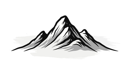 Illustration of a mountain range with multiple peaks, showcasing a dramatic landscape scene from a distant viewpoint