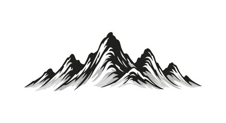 Majestic Mountain Range Landscape Illustration Featuring Peaks and Valleys