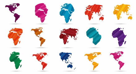 Vibrant World Map Illustrations in Various Colors and Patterns