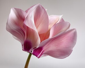 Close Up Of Pale Pink Flower With Subtle Purple Hues