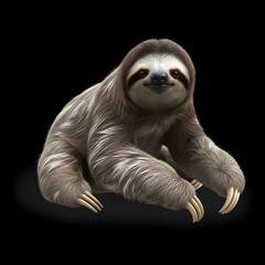 Fototapeta premium Smiling Three-Toed Sloth Hanging Upside Down in Rainforest