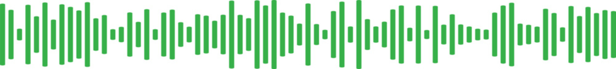 Obraz premium Lime Green Digital Audio Sound Wave Equalizer Display. Dynamic Music Frequency Voice or Radio Waveform Visual for Technology and Media Backgrounds.