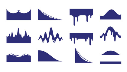 Abstract waveform grid with dark blue curves peaks and dripping shapes in vector format