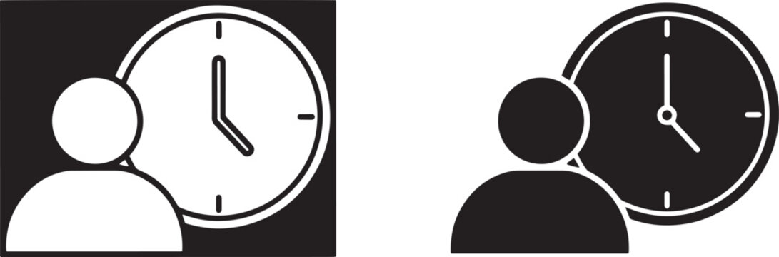Person with clock icon symbol representing time management and scheduling