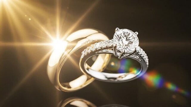 Cinematic slow motion close up of gold wedding ring representing symbolism of eternal love faith and commitment during a traditional marriage ceremony with soft bokeh lighting background