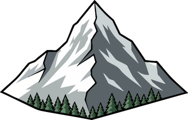 Fototapeta premium Cartoon Snow-Capped Mountain Peak Landscape Vector Graphic