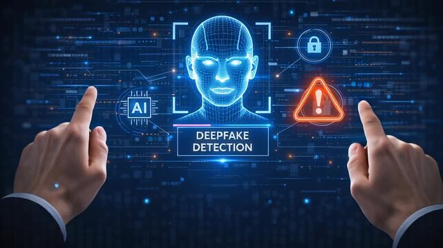 Deepfake technology AI for facial recognition with misuse risks, identity fraud and crimes, cybersecurity threats, face manipulation detection systems