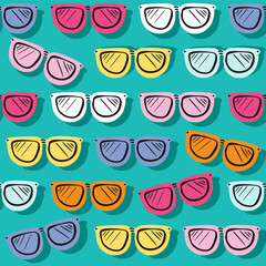 Summer Multicolor Sunglasses Vector Seamless Pattern