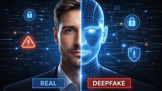 Deepfake technology, facial manipulation, identity fraud and cybersecurity threats with AI misuse, crimes facial recognition systems and increasing risks