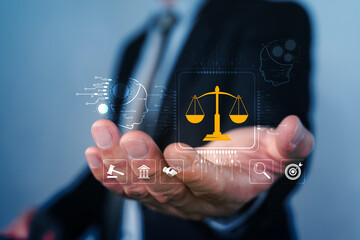 Legal Technology Interface with Justice Scales for Compliance, Governance and Risk Management