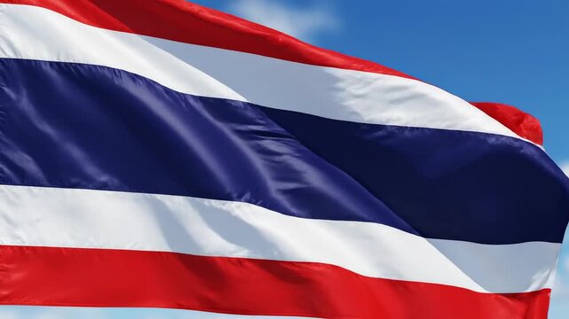 Thai flag waving in the sky