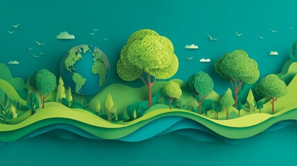 World Environment Day theme promoting reforestation, sustainability, green living, and connecting with nature. 