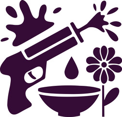 Songkran Festival Traditional Symbols Sets Vector Illustration