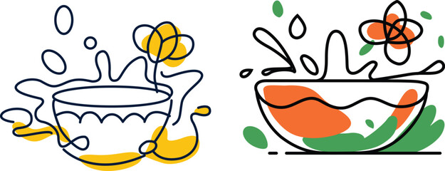 Songkran Festival Traditional Symbols Sets Vector Illustration