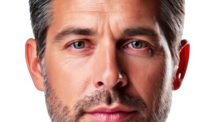 Obraz premium Man with Earpiece and Serious Expression.