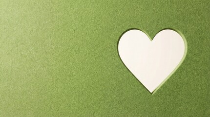 Obraz premium Soft Green Surface with Heart Shape Cutout and Clean Edges