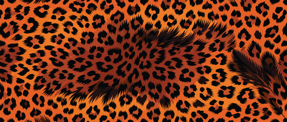 A close-up view of a leopard's fur texture and pattern on a wild animal skin surface as background © Merisca