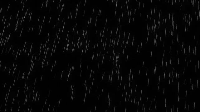 Thunder with rain effect on black screen background. Lightning sky storm thunderbolt night with rain animation.