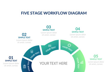 Five Step Business Process Workflow Infographic Diagram