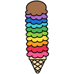 Colorful Ice Cream Cone clipart isolated