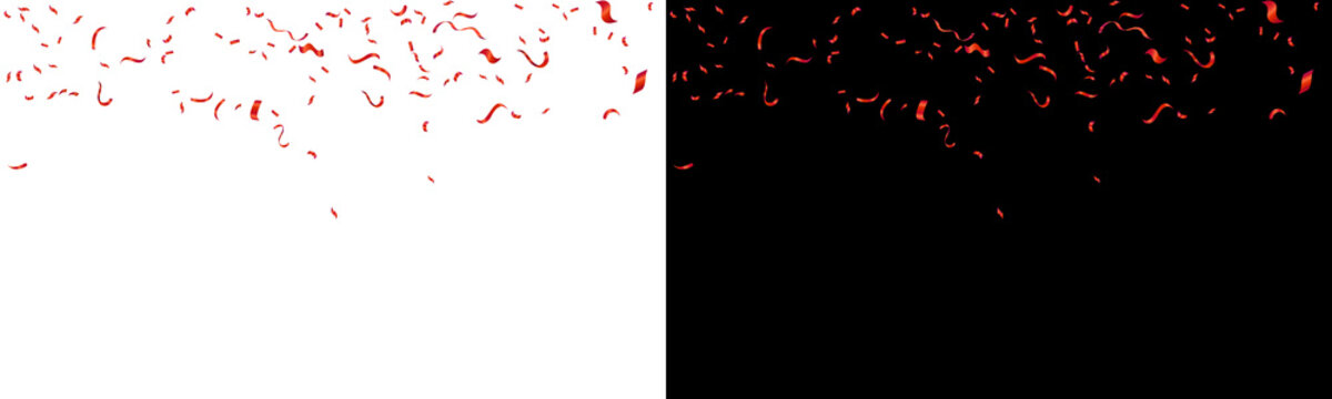 textured red confetti fill artistic graphic overlay celebration event background streamers raster isolated