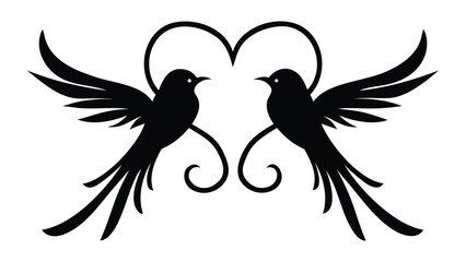 Vector illustration of two birds forming a heart