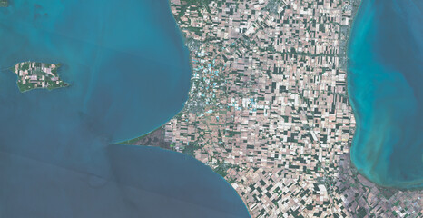 USA, Detroit area farmland and agriculture system on open data satellite image © M. Jurzyk