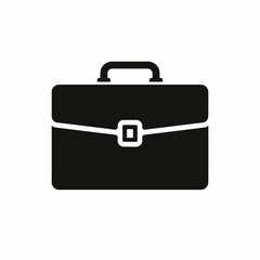 Professional black briefcase icon representing business, work, and essential documents isolated on transparent background, isolated on white background, Vector