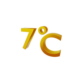 7&deg;C. Temperature degrees celsius text isolated on white background. 3d render.