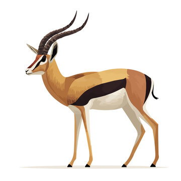 Antelope, 2D flat vector illustration in icon style, isolated on a white background
