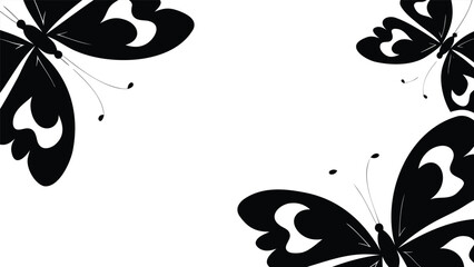 Butterfly silhouettes set of three black vector icons