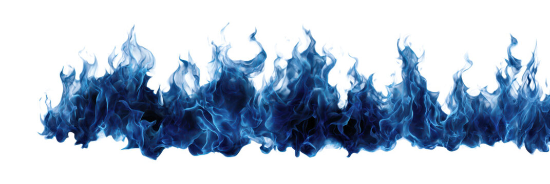 dark blue abstract fire and flames border isolated on white or transparent png