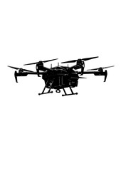 Fototapeta premium Industrial Cargo Drone Silhouette, Heavy Lift Autonomous UAV, Future Construction Logistics and Aerial Freight Transport Vector