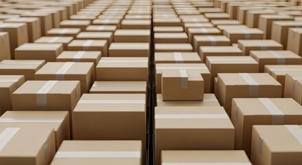 Obraz premium Countless cardboard boxes neatly stacked in a warehouse, ready for shipping and delivery