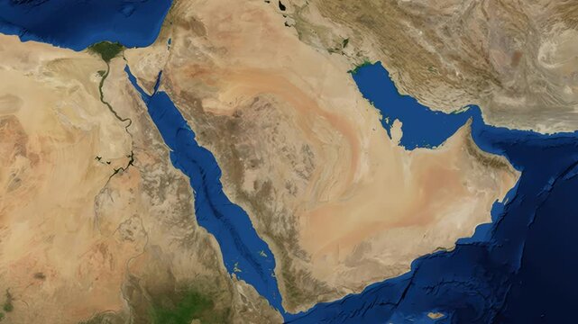 Satellite Zoom Animation From World Map To Riyadh Saudi Arabia