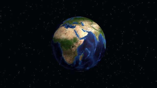 Earth Zoom Animation Focusing on Ujjain India with Geographic Coordinates