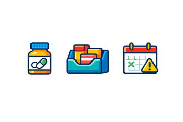 Fototapeta premium Visual representation of medicine, organization tools, and scheduling reminders for proper health management