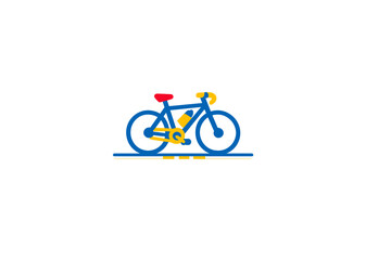 Fototapeta premium Bicycle parked on a flat surface with simple design and bright colors during daytime