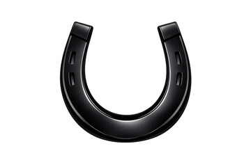 Black horseshoe symbol representing good luck, fortune, and superstition, isolated on transparent background