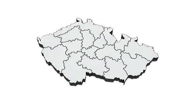 3D map of Czech Republic with regional divisions