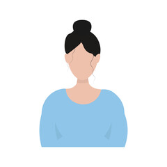 Faceless woman avatar. Illustration of a young  brunette girl. Vector image.