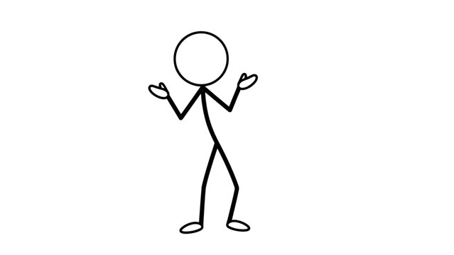 Simple stick figure character with outstretched arms and questioning gesture.