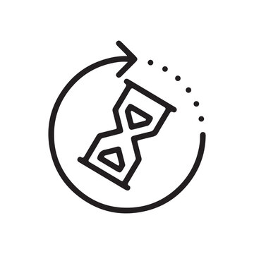 sandglass clock outline flat icon. Single high quality outline logo symbol for web design or mobile app. Thin line waiting logo. Gray wait clock icon pictogram isolated on white background