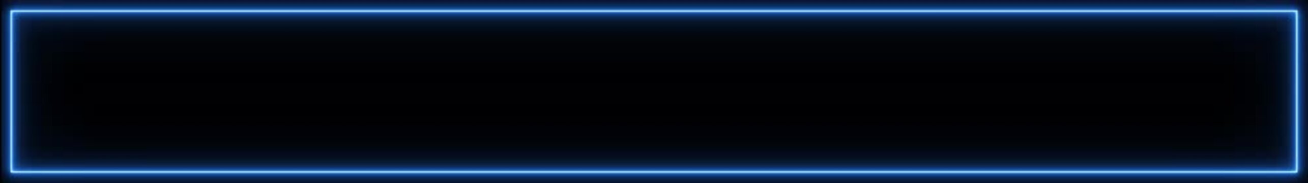 Rectangle frame icon animation glowing neon color bordar frame display box round shape retro screen photo frame. Glowing blue neon rectangular frame border animation on black background.