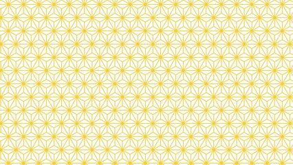 和柄の背景　麻の葉　黄色（向日葵色）