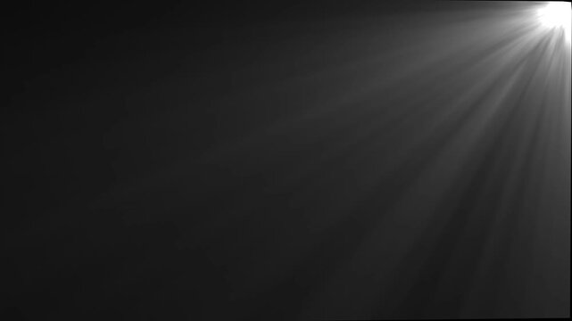 Isolated white light rays animation. Shine or sun effect on black screen. Glitter, shiny,animation video.