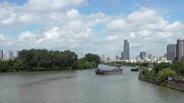 Grand Canal Baodai Bridge Section Suzhou Scenic Footage